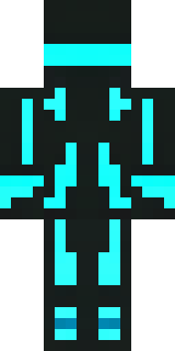 a neon cyber-ninja in dark bodysuit with teal light trim