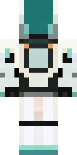 a mecha pilot in a white flight suit with a segmented helmet