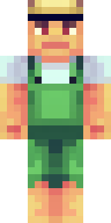 a farmer villager in a straw hat with a green apron