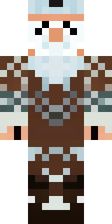 a frost viking in white furs and a horned helm