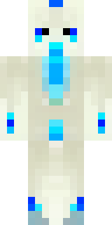 a snow fox spirit in white fur with blue markings