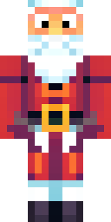 a jolly Santa in a red suit with a white beard and sack