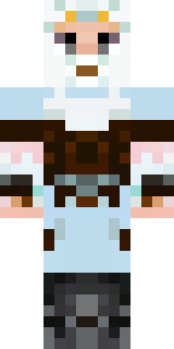 a frost viking in white furs and a horned helm
