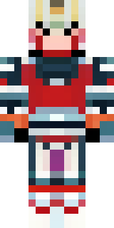 a samurai in red lacquered armor with a horned helmet