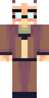a friendly villager librarian in brown robes with glasses
