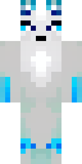 a snow fox spirit in white fur with blue markings