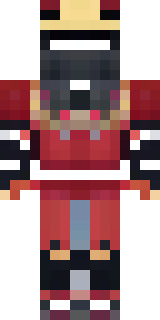 a samurai in red lacquered armor with a horned helmet