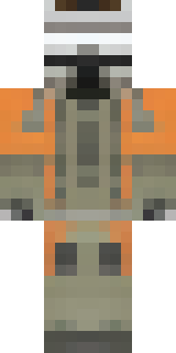 a battle-worn pilot in orange plating with scorch marks