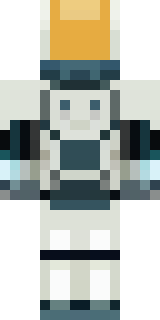 a mecha pilot in a white flight suit with a segmented helmet
