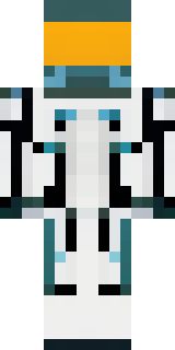 a mecha pilot in a white flight suit with a segmented helmet