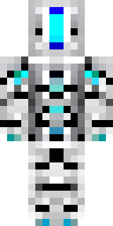 a chrome android with glowing blue eyes and exposed joints