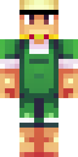 a farmer villager in a straw hat with a green apron