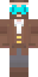 a steampunk inventor in a brown leather coat and brass goggles