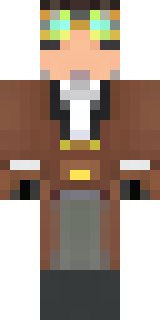 a steampunk inventor in a brown leather coat and brass goggles
