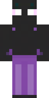 an enderman-inspired figure, tall and black with purple eyes