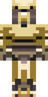 a piglin brute in gold armor with a snout and tusks