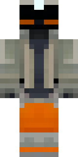 a battle-worn pilot in orange plating with scorch marks