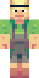 a farmer villager in a straw hat with a green apron