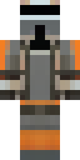 a battle-worn pilot in orange plating with scorch marks