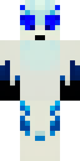 a snow fox spirit in white fur with blue markings
