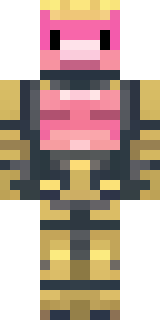 a piglin brute in gold armor with a snout and tusks