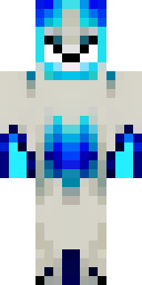 a snow fox spirit in white fur with blue markings