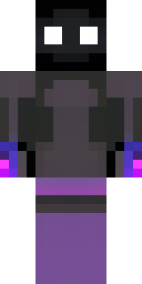 an enderman-inspired figure, tall and black with purple eyes