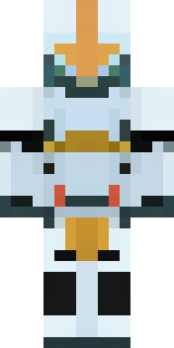 a mecha pilot in a white flight suit with a segmented helmet