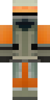 a battle-worn pilot in orange plating with scorch marks