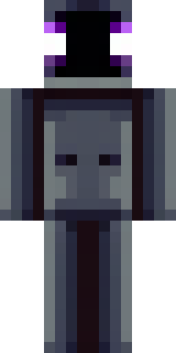 an enderman-inspired figure, tall and black with purple eyes