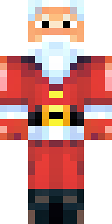 a jolly Santa in a red suit with a white beard and sack