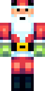 a jolly Santa in a red suit with a white beard and sack