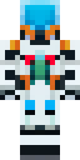 a mecha pilot in a white flight suit with a segmented helmet
