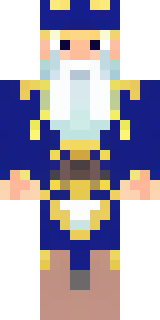 an old wizard in a starry midnight-blue robe and pointed hat