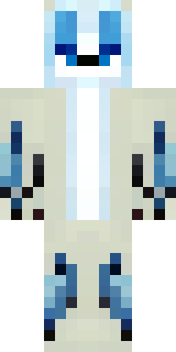 a snow fox spirit in white fur with blue markings