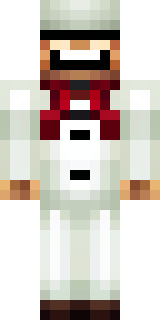 a cheerful chef in a white coat and tall hat with a wooden spoon