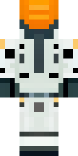 a mecha pilot in a white flight suit with a segmented helmet