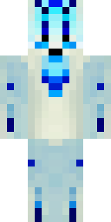 a snow fox spirit in white fur with blue markings