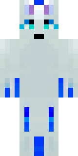 a snow fox spirit in white fur with blue markings