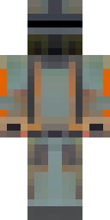 a battle-worn pilot in orange plating with scorch marks
