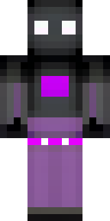 an enderman-inspired figure, tall and black with purple eyes