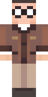 a friendly villager librarian in brown robes with glasses