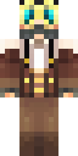 a steampunk inventor in a brown leather coat and brass goggles
