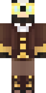 a steampunk inventor in a brown leather coat and brass goggles