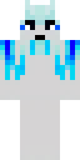 a snow fox spirit in white fur with blue markings
