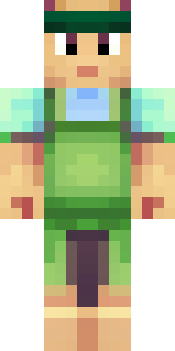 a farmer villager in a straw hat with a green apron
