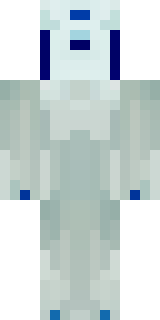 a snow fox spirit in white fur with blue markings