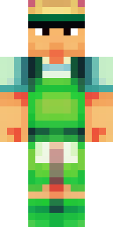 a farmer villager in a straw hat with a green apron