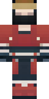 a samurai in red lacquered armor with a horned helmet