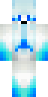 a snow fox spirit in white fur with blue markings